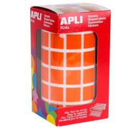 12479 APLI GOMETS CUADRADOS 15MM ROLLO NARANJA -ROLLO 2832 UNIDADES-