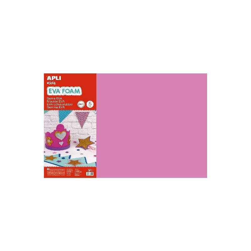 12757 APLI GOMA EVA 40X60CM GROSOR 2MM ROSA PACK 5 UD