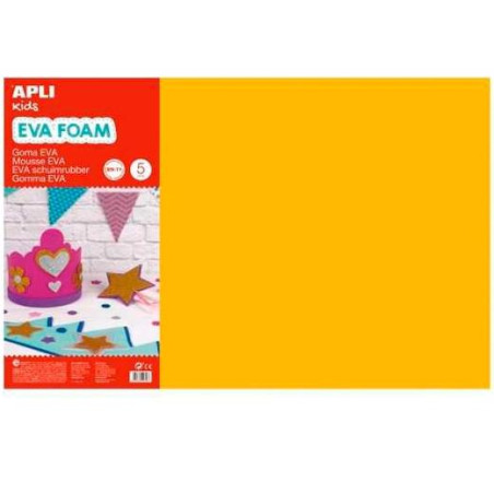 12758 APLI GOMA EVA 40X60CM GROSOR 2MM NARANJA PACK 5 UD