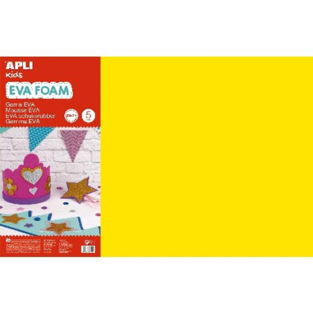 12760 APLI GOMA EVA 40X60CM GROSOR 2MM AMARILLO PACK 5 UD