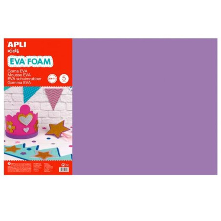 12767 APLI GOMA EVA 40X60CM GROSOR 2MM LILA PACK 5 UD