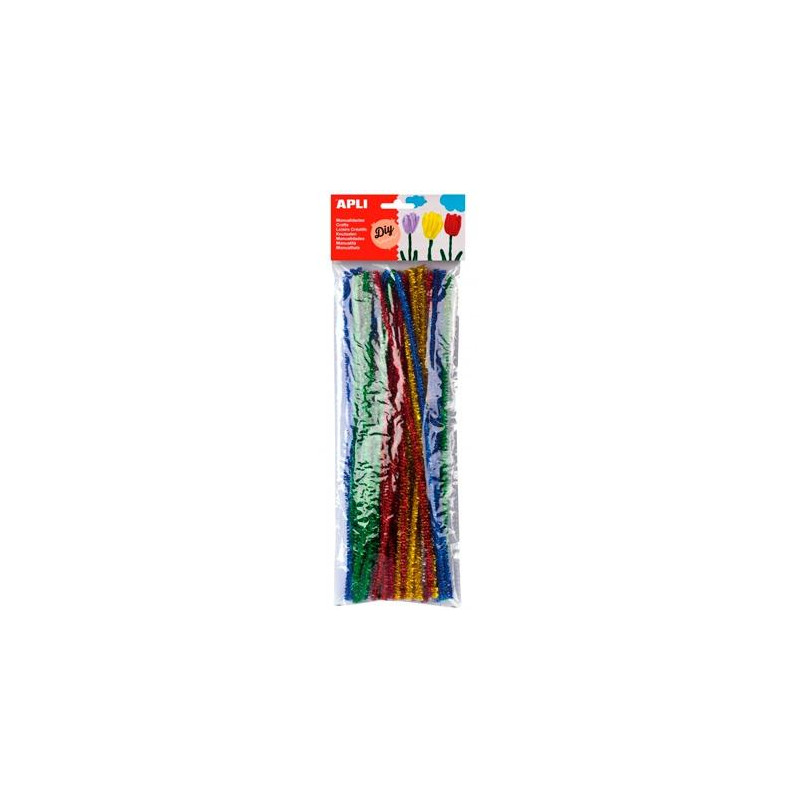 13066 APLI LIMPIAPIPAS 300X6MM BRILLANTES COLORES SURTIDOS -50U-