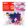 13485 APLI FORMAS GOMA EVA ADHESIVAS ESTRELLAS CON PURPURINA METALIZADA COLORES SURTIDOS -50U-