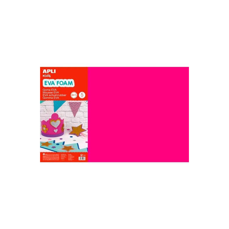 13692 APLI GOMA EVA 40X60CM GROSOR 2MM FUCSIA PACK 5 UD