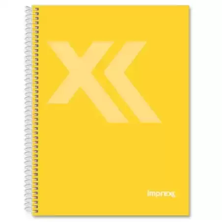 IMP0110 IMPREX CUADERNO ESPIRAL TAPA FORRADA FOLIO 80H 90GR 4X4 AMARILLO