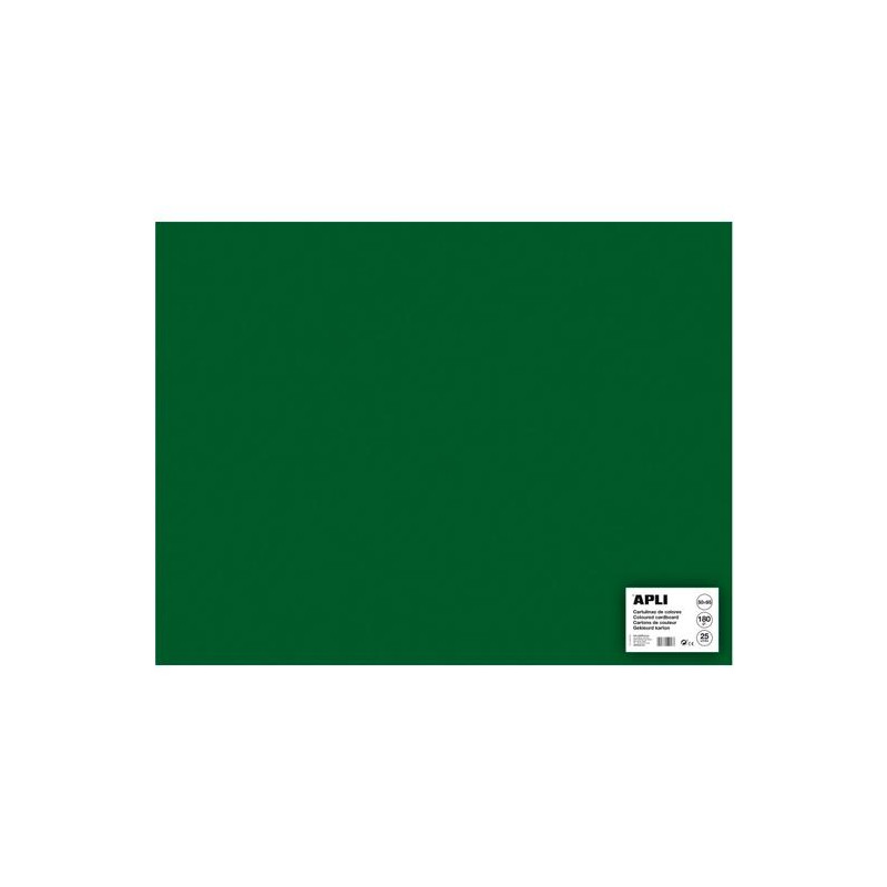 14272 APLI CARTULINA 50X65CM 170GR PACK DE 25H VERDE OSCURO