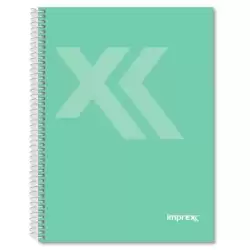 IMP0111 IMPREX CUADERNO ESPIRAL TAPA FORRADA FOLIO 80H 90GR 4X4 VERDE