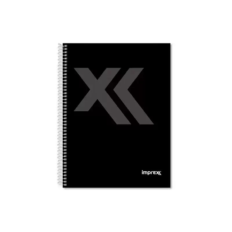 IMP0112 IMPREX CUADERNO ESPIRAL TAPA FORRADA FOLIO 80H 90GR 4X4 NEGRO