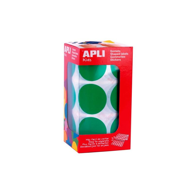 17862 APLI GOMETS REDONDOS XL 33MM VERDE -ROLLO 708 UNIDADES-