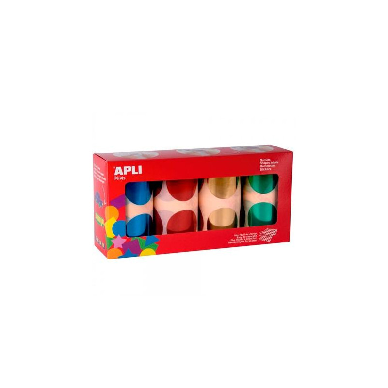 18303 APLI GOMETS XXL PACK 4 ROLLOS REDONDOS Y COLORES SURTIDOS METALIZADOS -5664 UNIDADES-