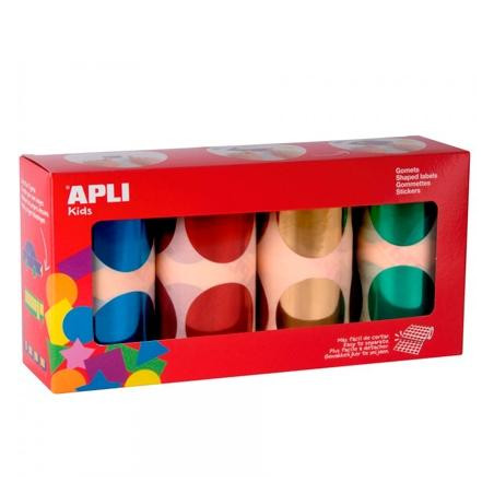 18303 APLI GOMETS XXL PACK 4 ROLLOS REDONDOS Y COLORES SURTIDOS METALIZADOS -5664 UNIDADES-