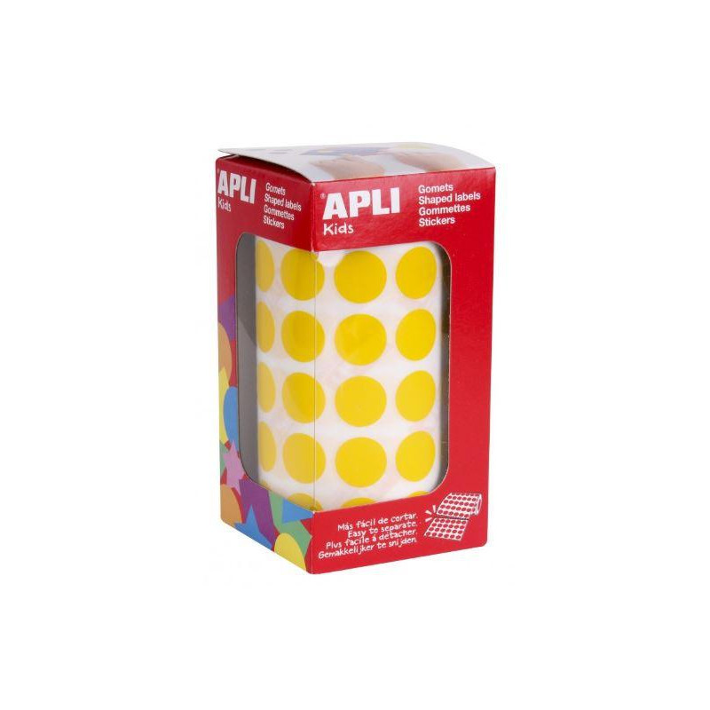 4855 APLI GOMETS REDONDOS 15MM ROLLO AMARILLO -ROLLO 2832 UNIDADES-