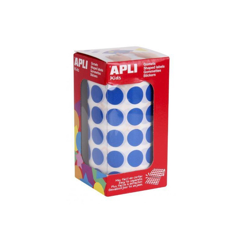 4856 APLI GOMETS REDONDOS 15MM ROLLO AZUL -ROLLO 2832 UNIDADES-