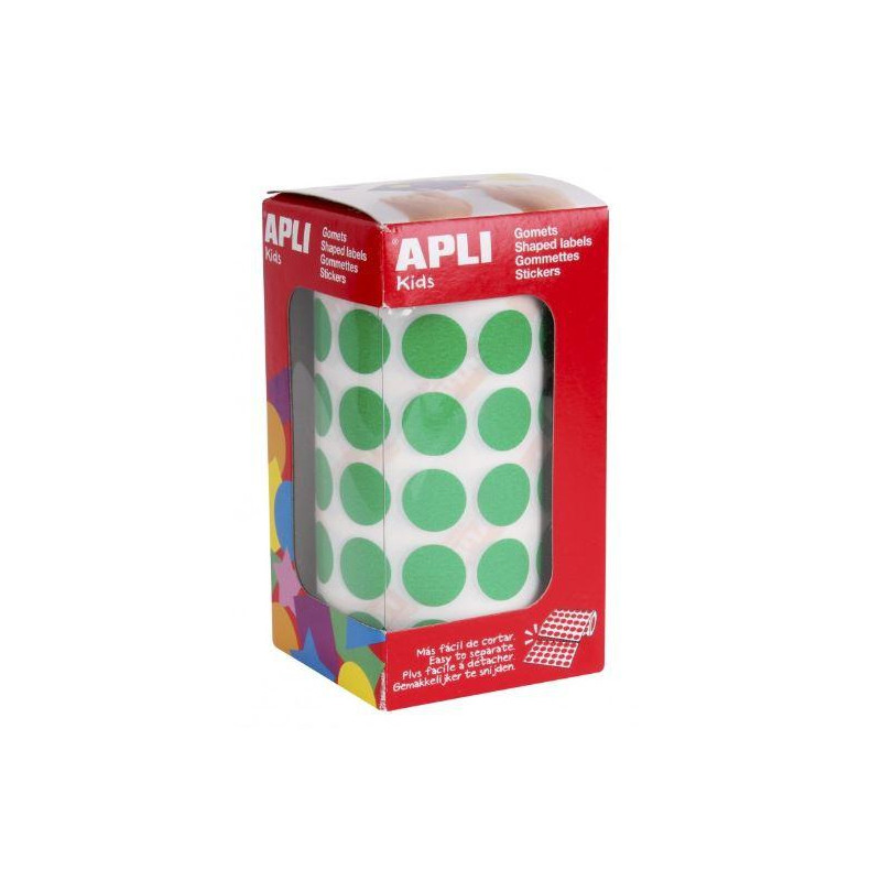 4858 APLI GOMETS REDONDOS 15MM ROLLO VERDE -ROLLO 2832 UNIDADES-