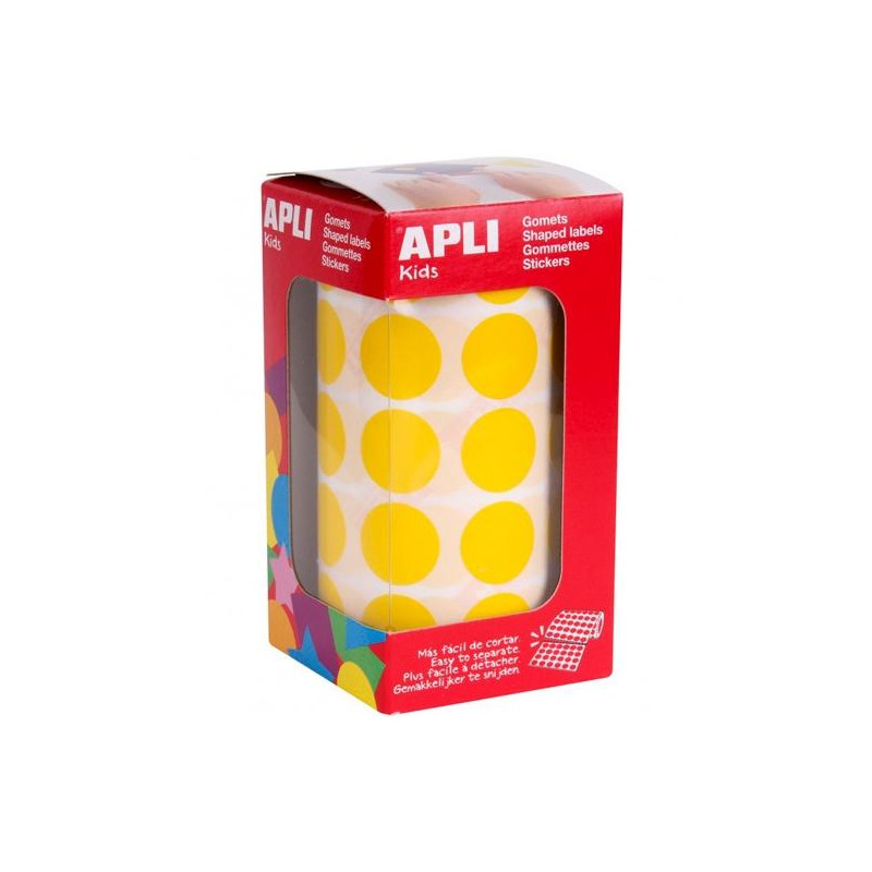 4859 APLI GOMETS AUTOADHESIVOS REDONDOS 20 MM ROLLO AMARILLO