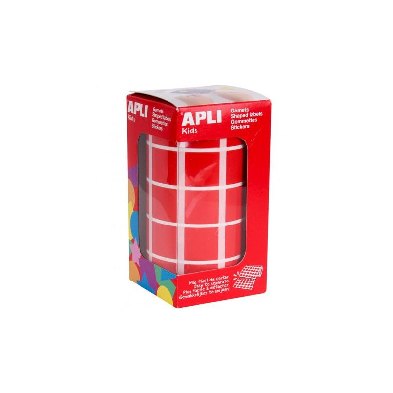 4877 APLI GOMETS CUADRADOS 20MM ROLLO ROJO -ROLLO 1770 UNIDADES-