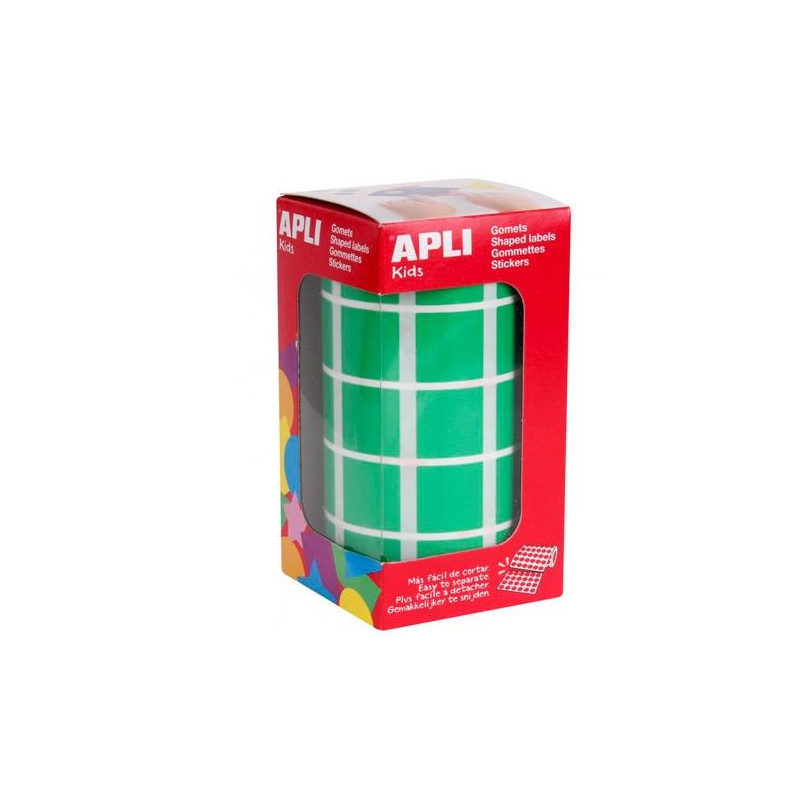 4878 APLI GOMETS CUADRADOS 20MM ROLLO VERDE -ROLLO 1770 UNIDADES-