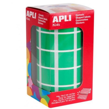 4878 APLI GOMETS CUADRADOS 20MM ROLLO VERDE -ROLLO 1770 UNIDADES-