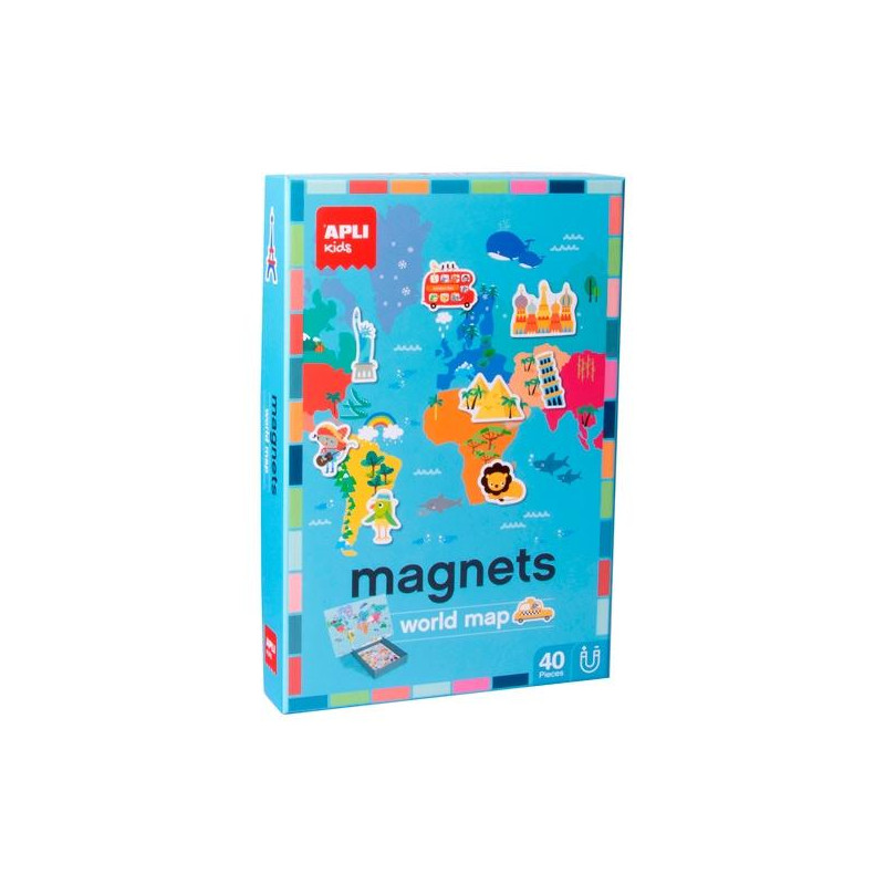 16494 APLI JUEGO MAGNÉTICO MAPAMUNDI 40 PIEZAS +3 AÑOS