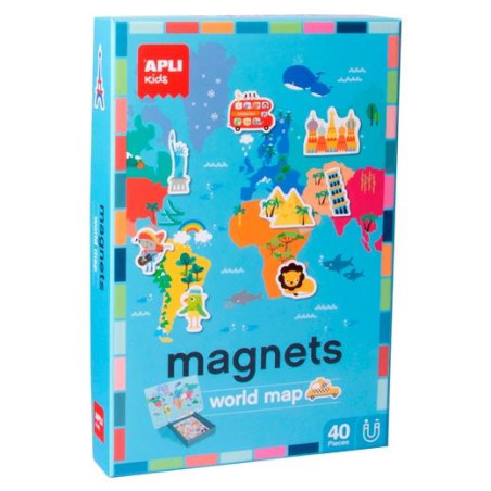 16494 APLI JUEGO MAGNÉTICO MAPAMUNDI 40 PIEZAS +3 AÑOS