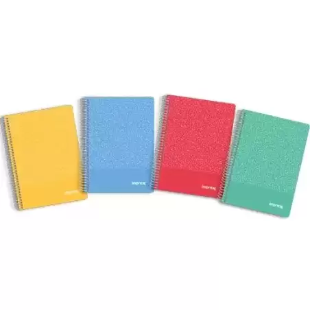 IMP0118 IMPREX CUADERNO ESPIRAL TAPA PP A5 80H 90GR 4X4 COLORES SURTIDOS