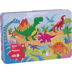 17888 APLI PUZZLE TEMÁTICA DINOSAURIOS 24 PIEZAS CAJA METÁLICA +3 AÑOS