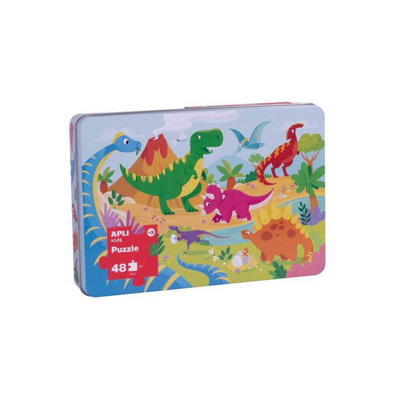 17888 APLI PUZZLE TEMÁTICA DINOSAURIOS 24 PIEZAS CAJA METÁLICA +3 AÑOS