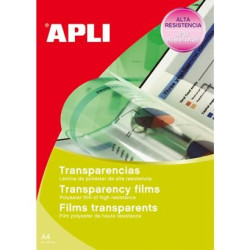 01269 APLI TRANSPARENCIAS SIN BANDA PARA INKET A4 100 MICRAS 20 HOJAS