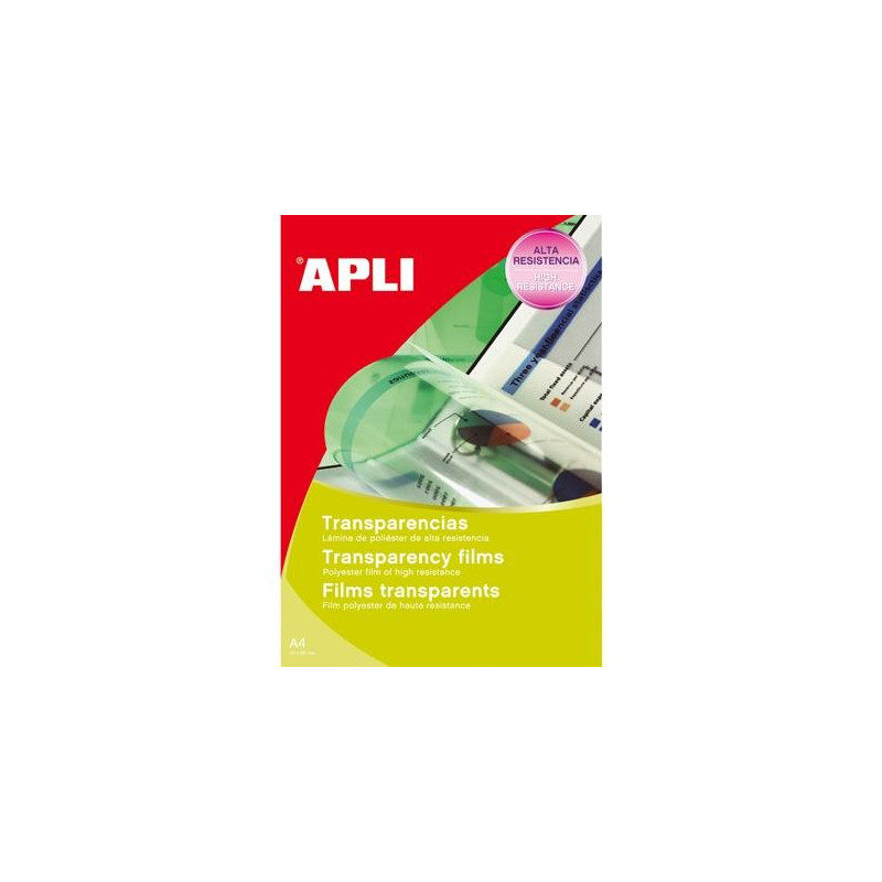 01269 APLI TRANSPARENCIAS SIN BANDA PARA INKET A4 100 MICRAS 20 HOJAS