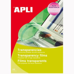 01268 APLI PACK 20 HOJAS TRANSPARENCIAS A4 SIN BANDA PARA LÁSER