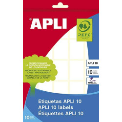 01640 APLI ETIQUETAS ADHESIVAS 19X27MM ESCRITURA MANUAL C/ROMOS 25 X 10H BLANCO