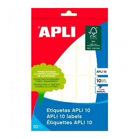 01641 APLI ETIQUETAS ADHESIVAS 19X40MM ESCRITURA MANUAL C/ROMOS 20 X 10H BLANCO