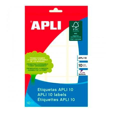 01650 APLI ETIQUETAS ADHESIVAS 34X53MM ESCRITURA MANUAL C/ROMOS 9 X 10H BLANCO