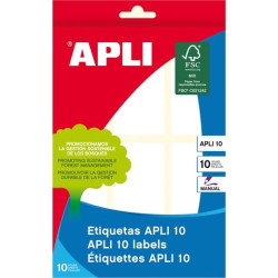 01651 APLI ETIQUETAS ADHESIVAS 34X67MM ESCRITURA MANUAL C/ROMOS 6 X 10H BLANCO