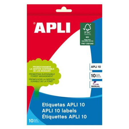 01662 APLI ETIQUETAS ADHESIVAS 105X149MM ESCRITURA MANUAL C/ROMOS 1 X 10H BLANCO