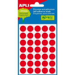 02057 APLI ETIQUETAS ADHESIVAS CIRCULARES Ø13MM ESCRITURA MANUAL 35 X 5H ROJO