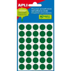 02058 APLI ETIQUETAS ADHESIVAS CIRCULARES Ø13MM ESCRITURA MANUAL 35 X 5H VERDE