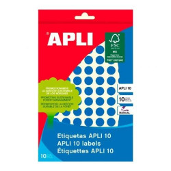 02731 APLI ETIQUETAS ADHESIVAS CIRCULARES Ø10MM ESCRITURA MANUAL 126 X 8H APLI 10 AZUL