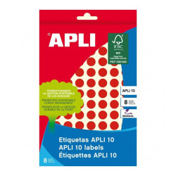 02732 APLI ETIQUETAS ADHESIVAS CIRCULARES Ø10MM ESCRITURA MANUAL 126 X 8H APLI 10 ROJO