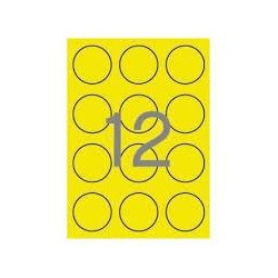 02866 APLI ETIQUETAS ADHESIVAS CIRCULARES Ø60MM LÁSER 12 X 20H AMARILLO FLUORESCENTE