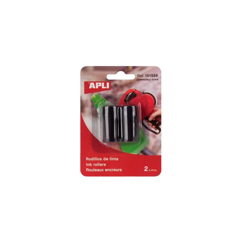 101558 APLI ROLLO TINTA PARA ETIQUETADORA NEGRO 1 BLISTER CON 2 UNIDADES