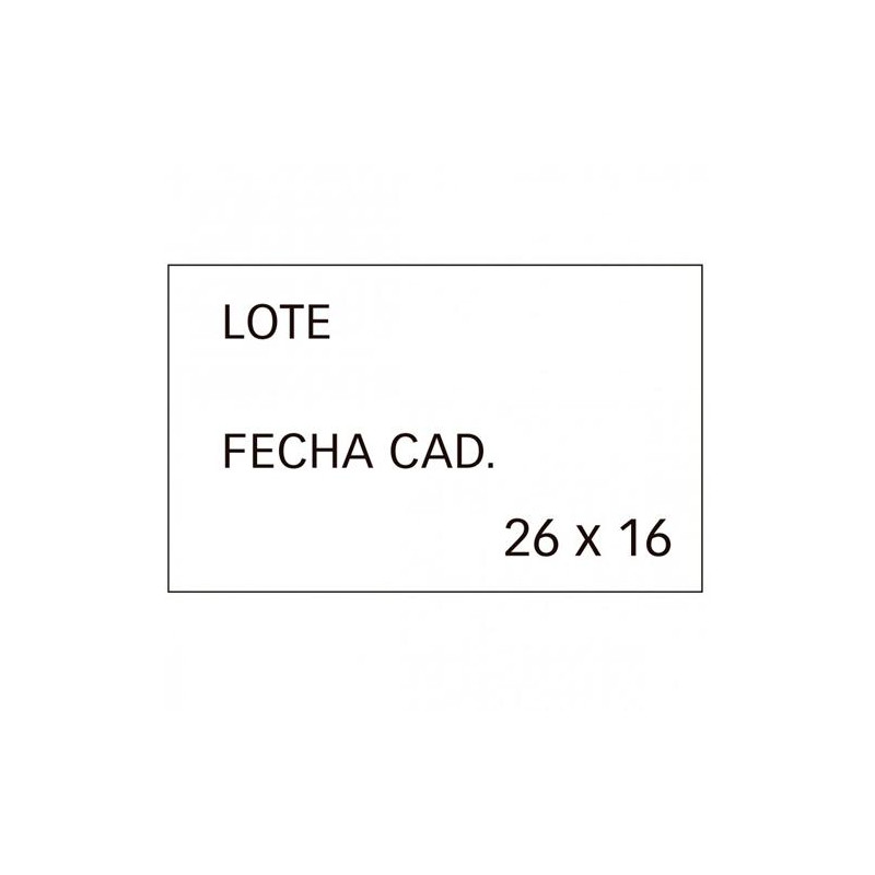 101950 APLI ETIQUETAS PARA ETIQUETADORA DE PRECIOS IMPRESAS 'LOTE' + 'FECHA CAD' 26X16MM 6 ROLLOS DE 1000 BLANCO