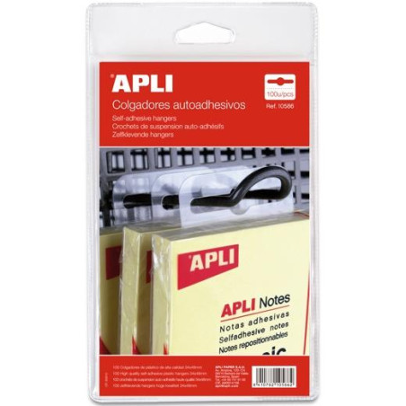 10586 APLI COLGADORES AUTOADHESIVOS 34X48MM PACK 100U PLÁSTICO TRANSPARENTE