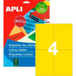 12991 APLI ETIQUETAS ADHESIVAS 105X148MM INKJET/LÁSER C/RECTOS 4 X 20H AMARILLO