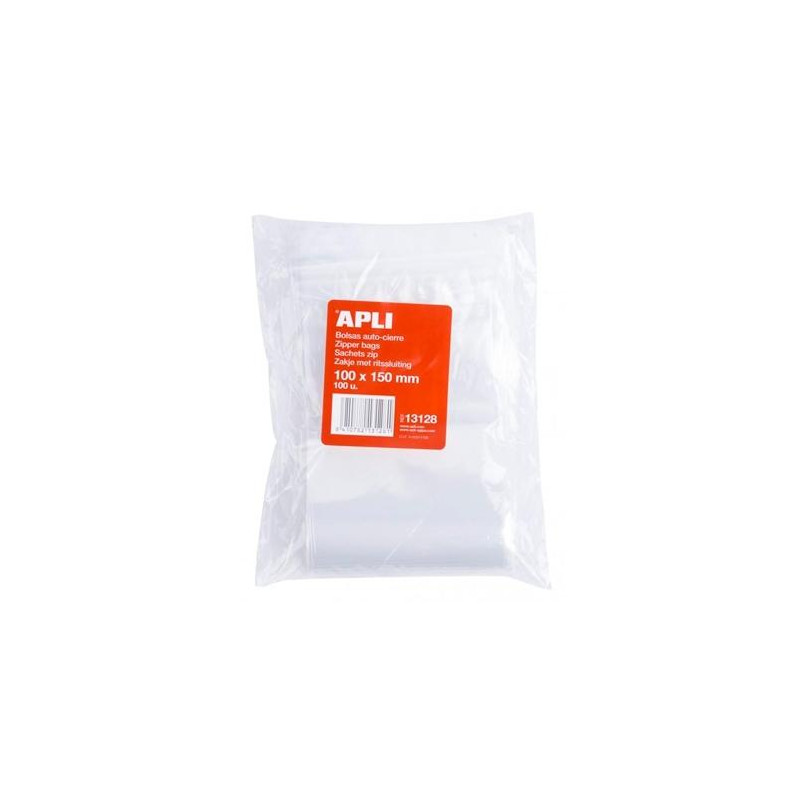 13128 APLI BOLSAS AUTOCIERRE 100X150MM LDPE TRANSPARENTE PACK 100 UD