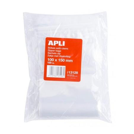 13128 APLI BOLSAS AUTOCIERRE 100X150MM LDPE TRANSPARENTE PACK 100 UD