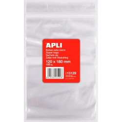 13129 APLI BOLSAS AUTOCIERRE 120X180MM LDPE TRANSPARENTE PACK 100 UD