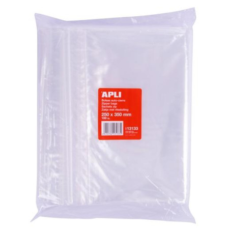 13133 APLI BOLSAS AUTOCIERRE 250X350MM LDPE TRANSPARENTE PACK 100 UD