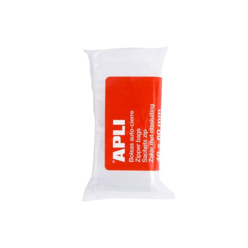 13247 APLI BOLSAS AUTOCIERRE 40X60MM LDPE TRANSPARENTE PACK 100 UD