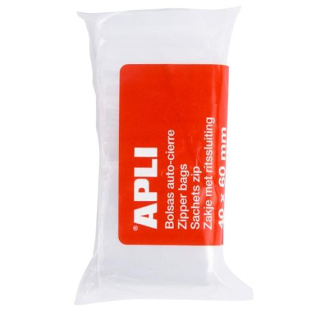 13247 APLI BOLSAS AUTOCIERRE 40X60MM LDPE TRANSPARENTE PACK 100 UD